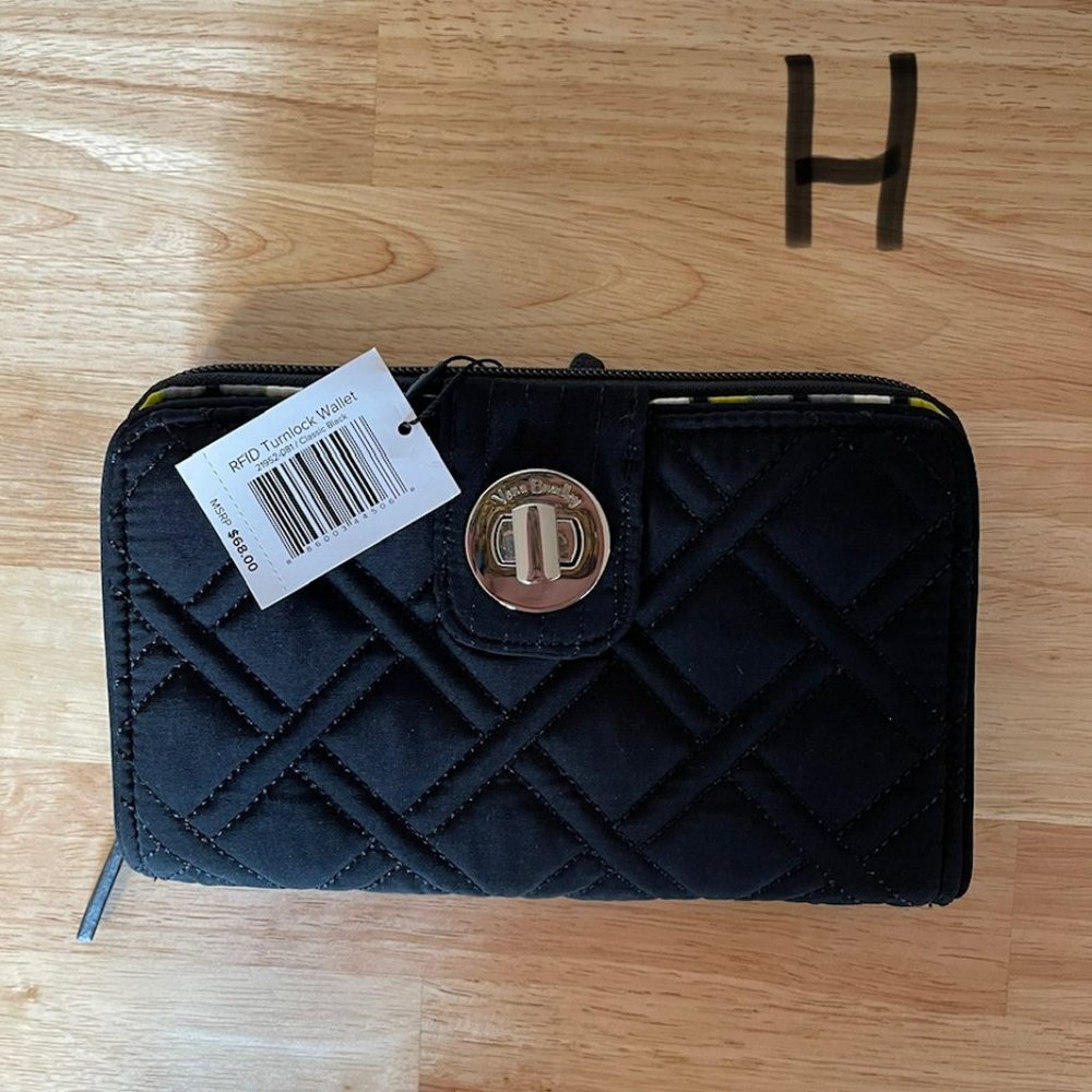 Vera Bradley RFID Turnlock Wallet in Classic Black